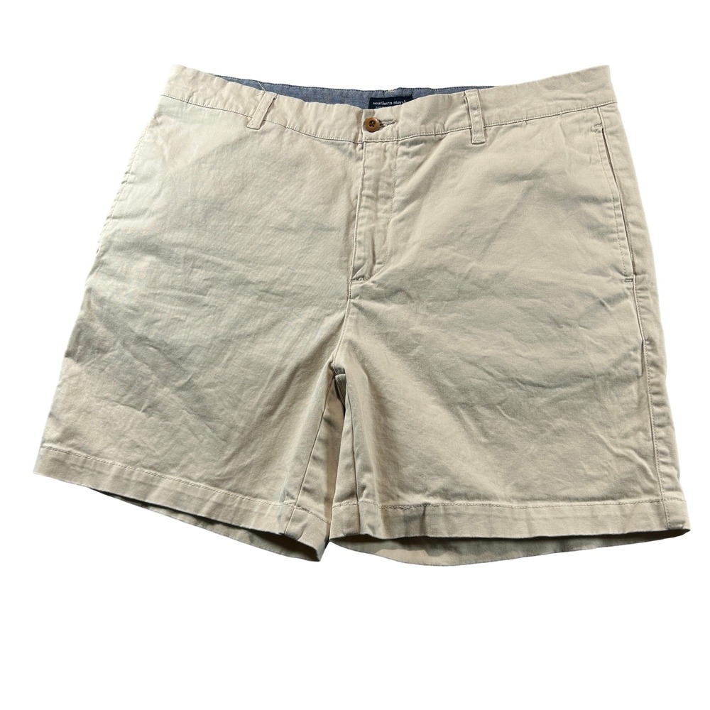 Southern Marsh Chino Shorts Men 36 Tan Khaki Preppy Cotton Stretch 6in Inseam